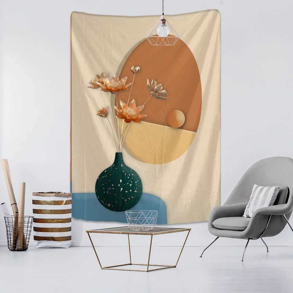 Plant Oil Painting Tapestry Wall Hanging Bohemian Hippie Witchcraft Mural Dormitory Study Aesthetics Room Home Decor