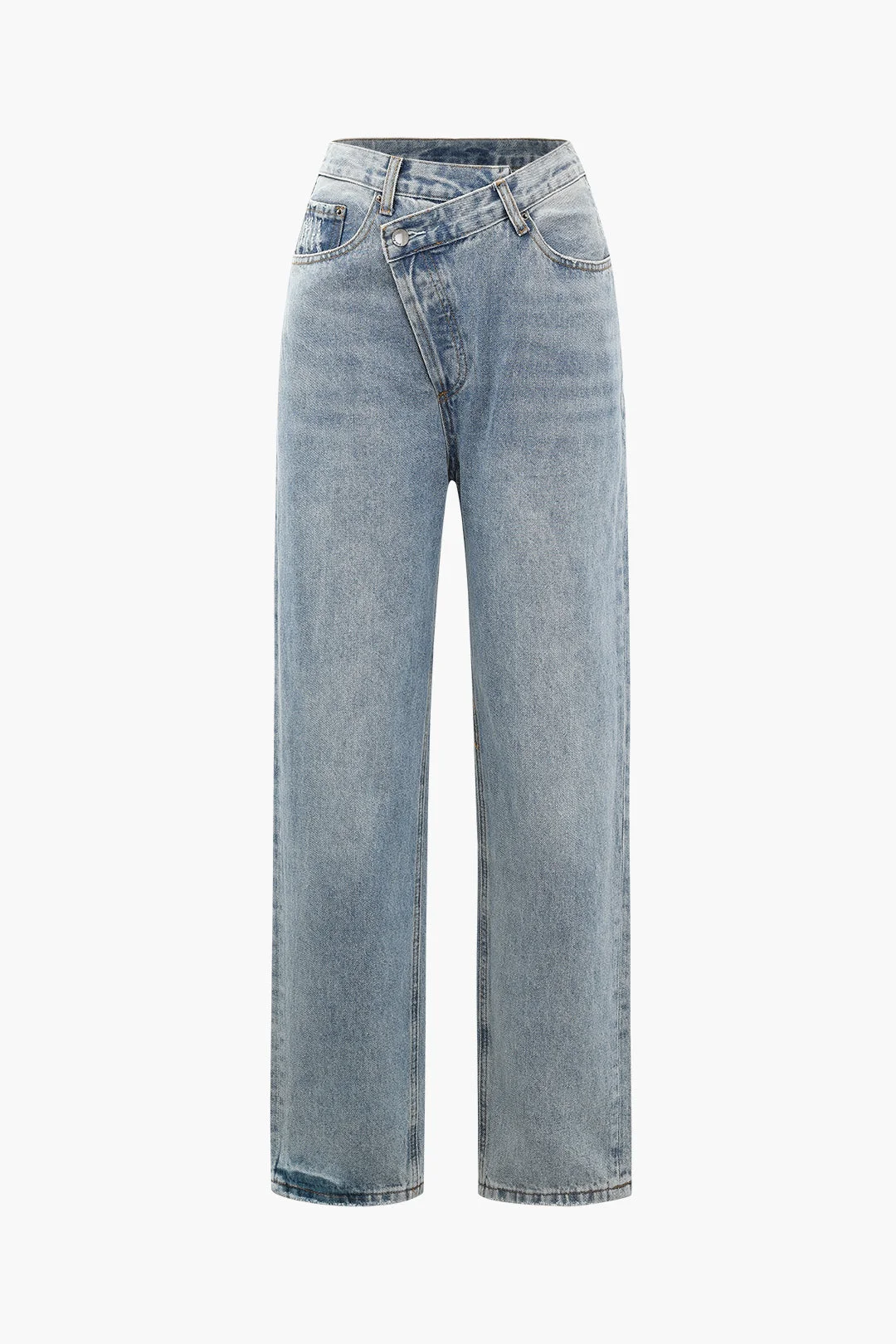 Brownm Vintage Asymmetric Waist Straight Leg Jeans