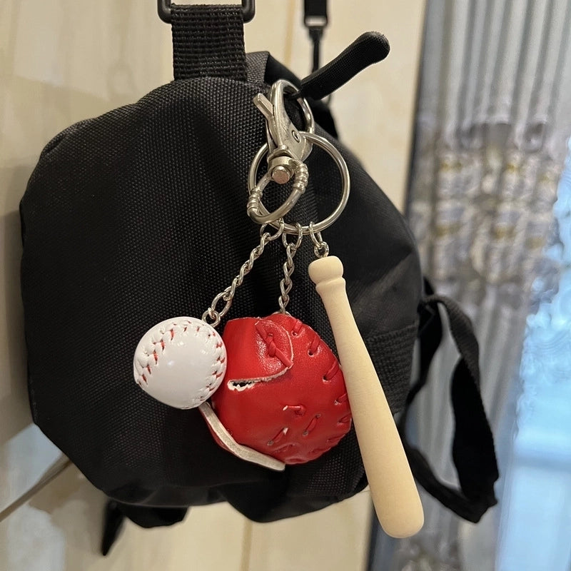 Fashion Baseball Pu Leather Unisex Bag Pendant Keychain