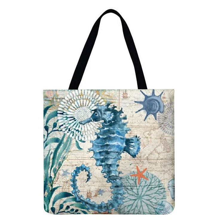 Warm Sea Animals - Linen Tote Bag
