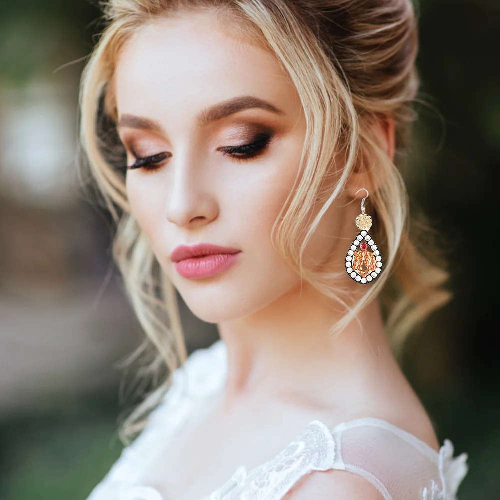 10Pairs DIY Double Sided Retro Pattern Holiday Diamond Art Earrings for Women Girls