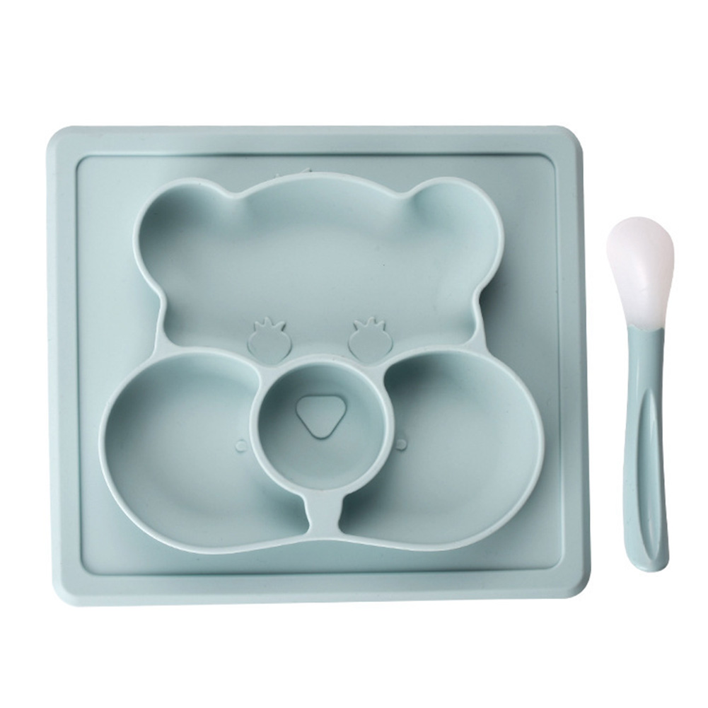 

Bear Shaped Baby Plate Spoon Set Suction Anti-Hot Feeding Food Tableware, 501 Original