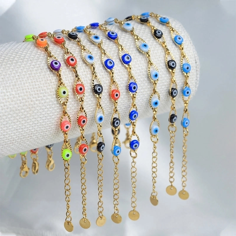 Vacation Devil’s Eye 304 Stainless Steel 14K Gold Plated Bracelets In Bulk