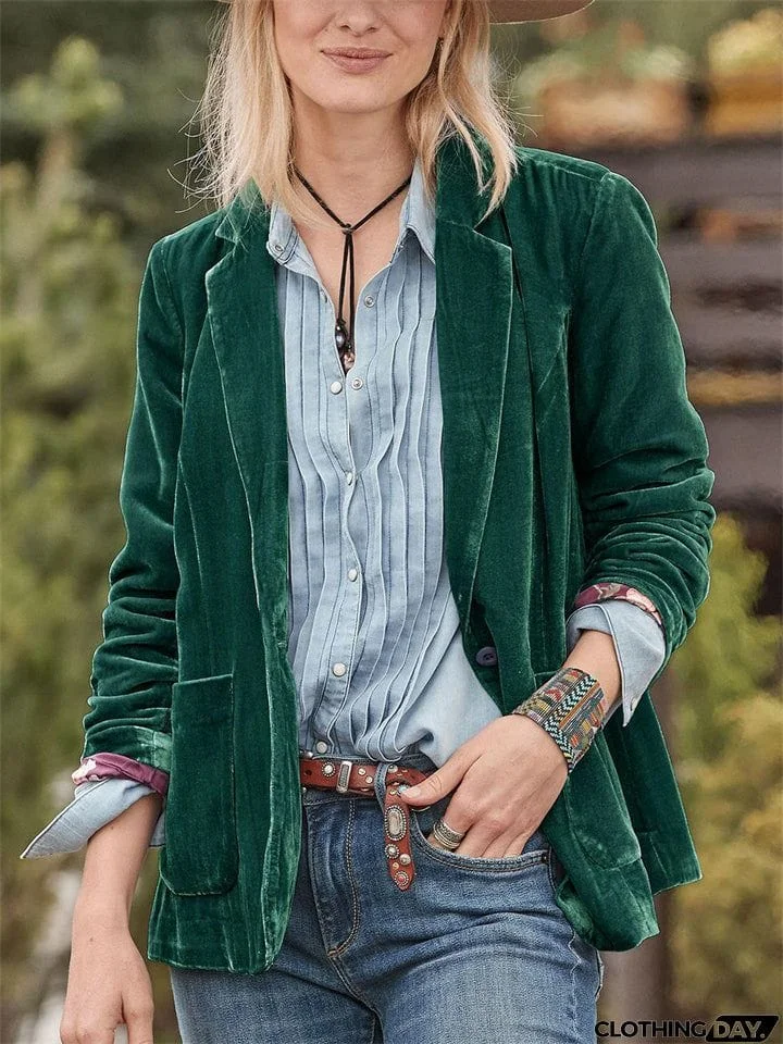 Women's Gorgeous Velvet Lapel Business Small Suit Jacket