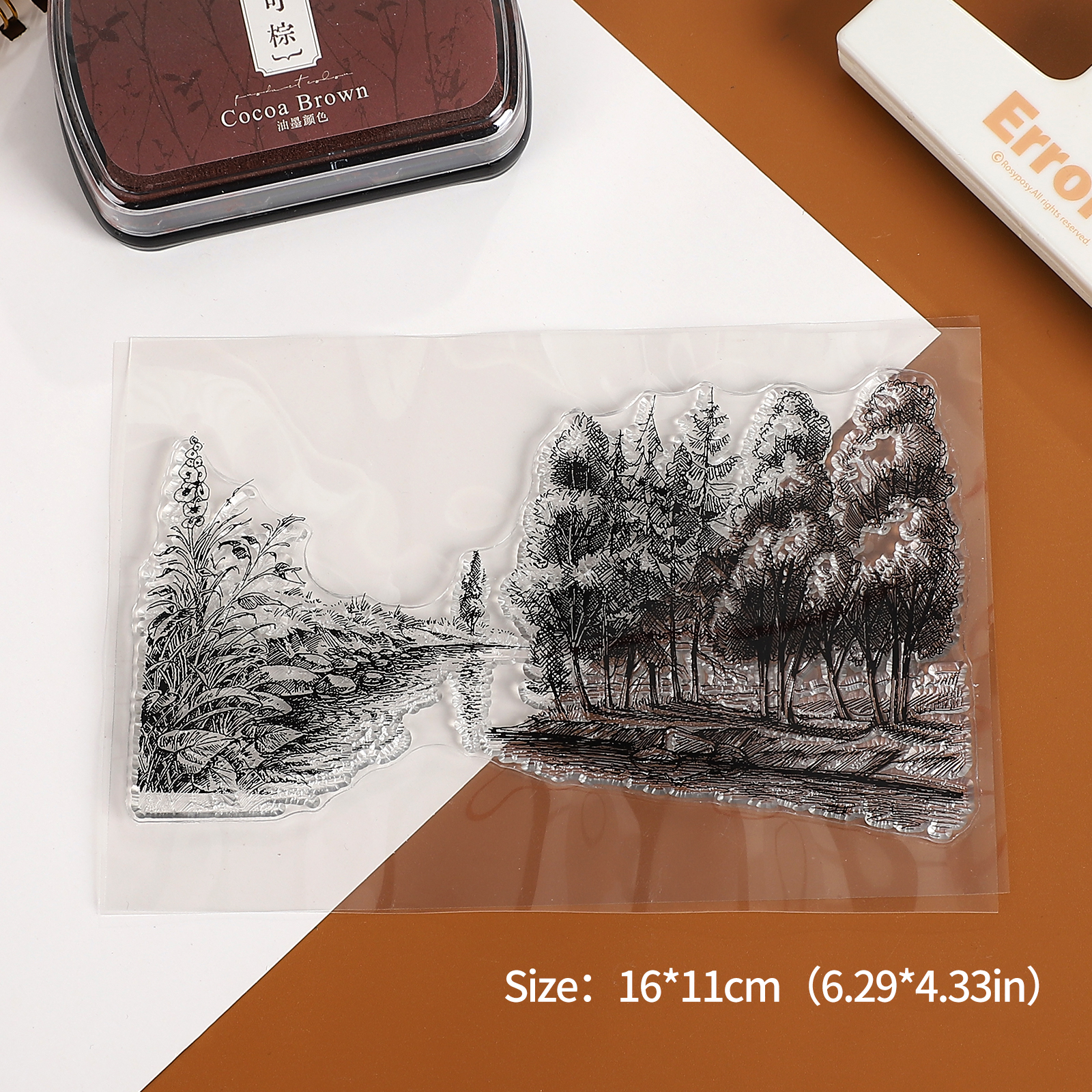 Silicone Stamp - Vintage Butterfly Tree Landscaping Transparent 