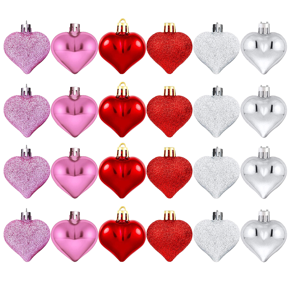

Heart Baubles, 24 Pieces Romantic Valentine Ornaments Heart Hanging Pendant, 501 Original