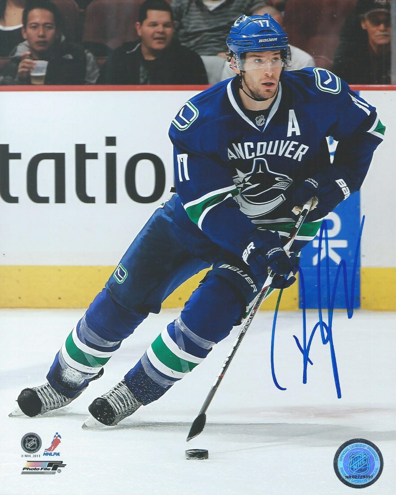 Ryan Kesler Signed 8×10 Photo Poster painting Vancouver Canucks Autographed COA G