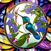 Combo Kit（4PCS)-Diamond Painting-DIY DIY Full Round Drill Hummingbird Stain Glass (30*30CM)