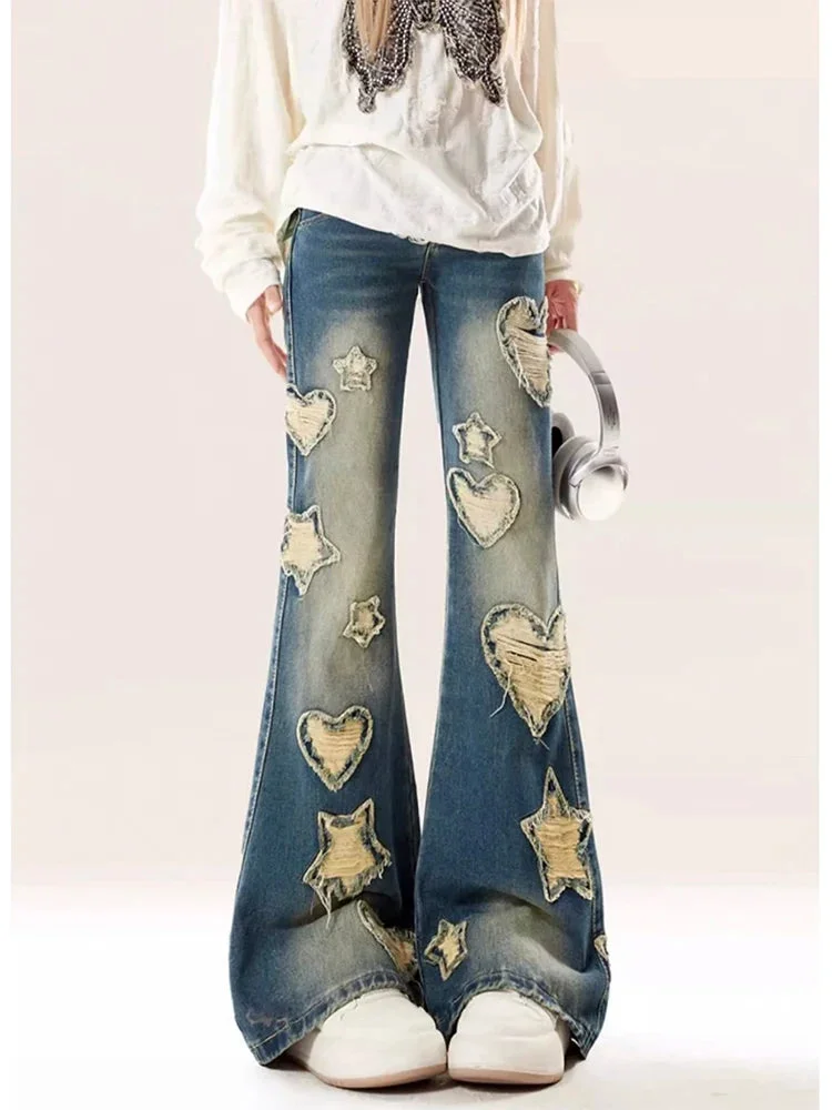 Blue Gothic Baggy Flare Star Pant