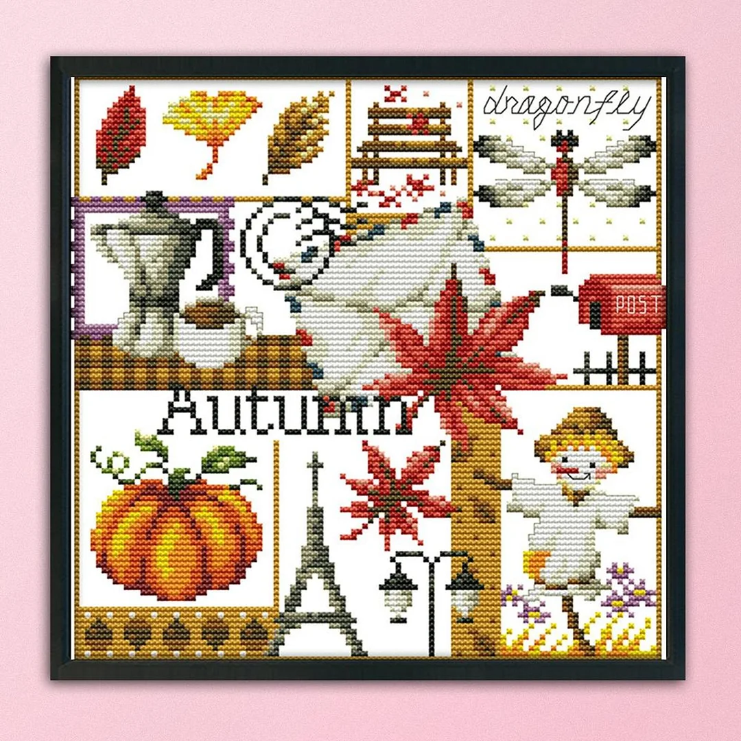 14CT Stamped Cross Stitch Kits DIY Printed Needlework Decor (K942 Autumn)