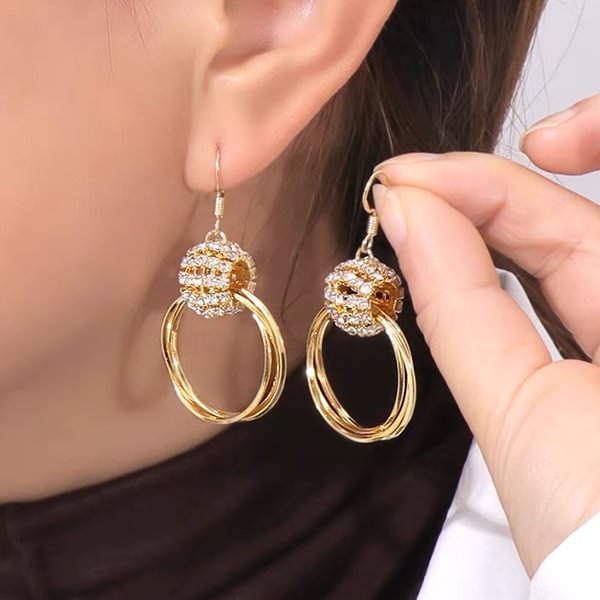 Rhinestone Layered Hoop Earrings