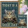 (Big Size)Vintage Poster Cat With Cheek In Hand - 11CT Stamped Cross Stitch - 40*60cm