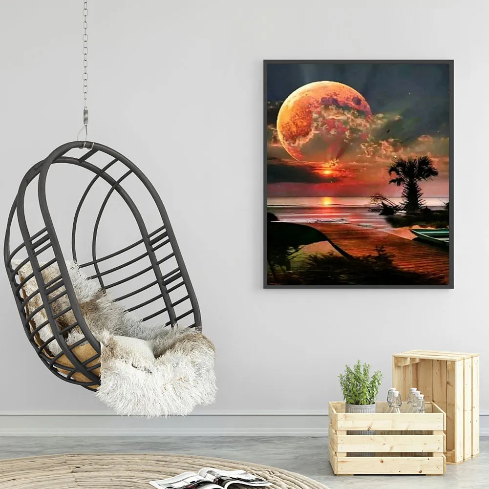 Full Round Diamond Painting 40*50cm - Sunrise At The Seaside