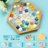 DIY Glass Mosaic Tiles Handmade Mixed Color Mosaic Kits with Wooden Coaster Kits