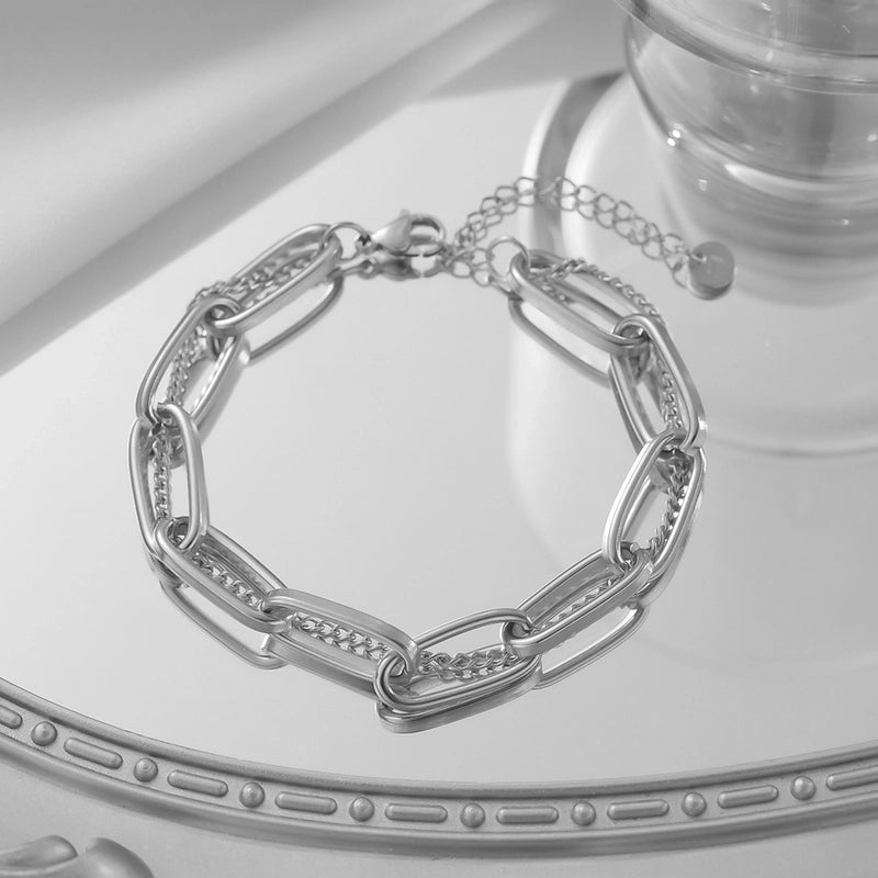 Casual Minimalist Eye Flower Butterfly Titanium Steel Zircon Bracelets In Bulk