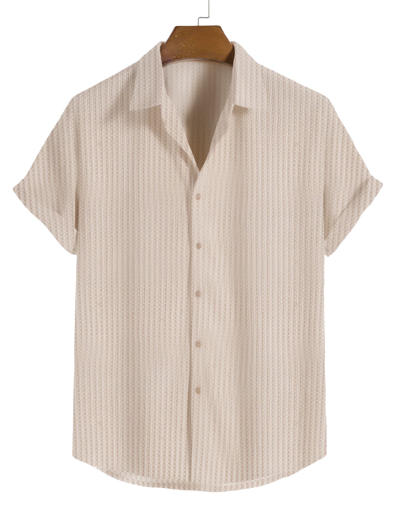 Men's Classic Waffle Short Sleeve Shirt PLUSCLOTHESMAN