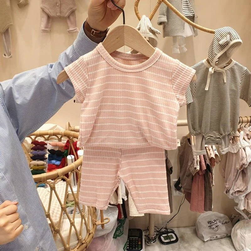 New 2020 Summer Baby Clothing Set Paid Vest Tops and Bloomers 2pcs 0-3Yrs Baby Girls Clothes