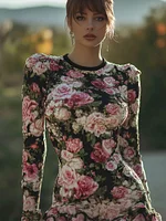 Women's Vintage Floral Print Dress