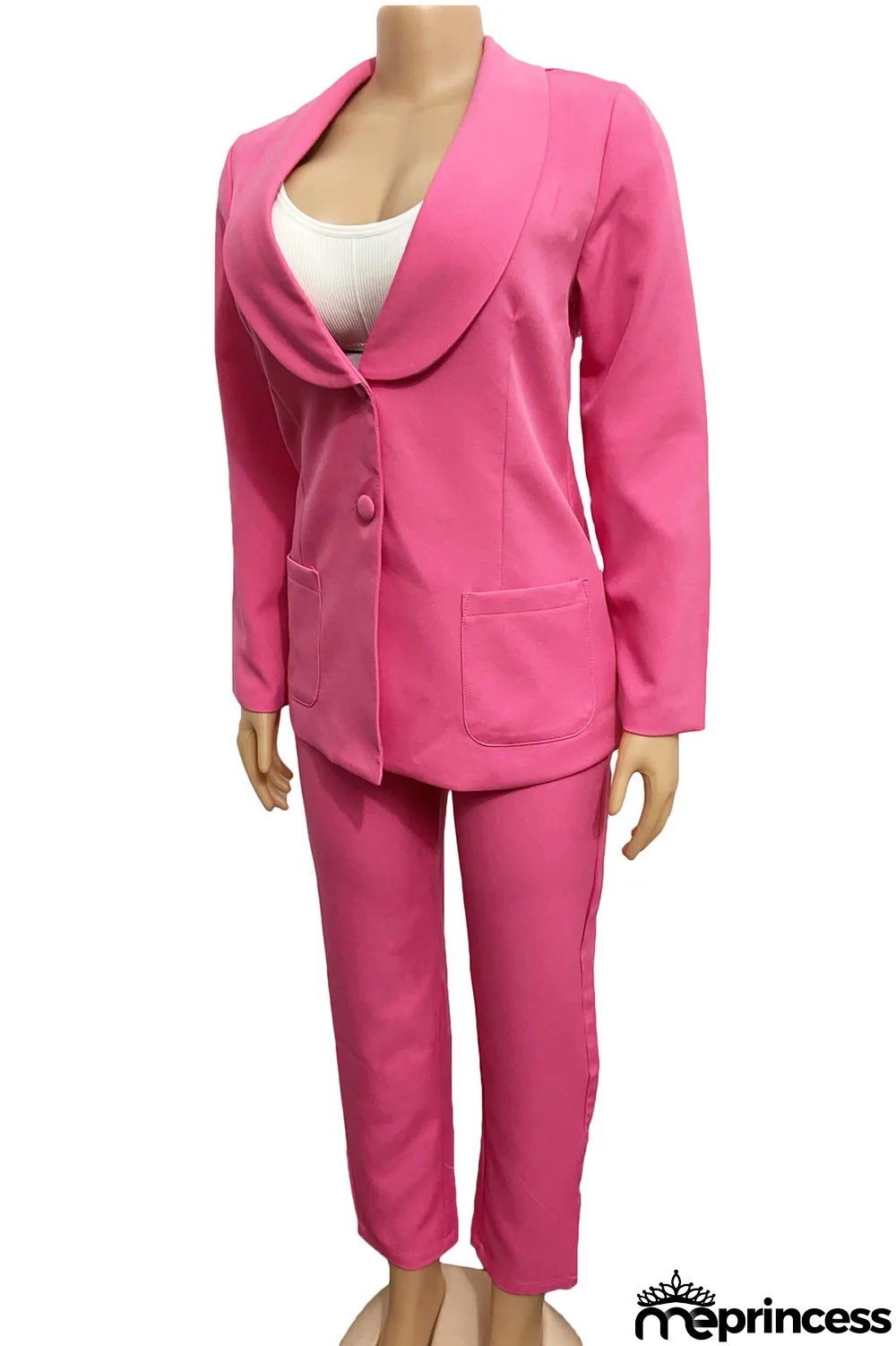 Yellow Fashion Casual Solid Cardigan Pants Turn-back Collar Long Sleeve Two Pieces