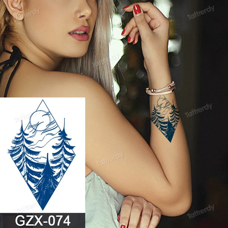 Juice Ink Natural Tattoo Water Transer Long Lasting Blue Semi-permanent Temporary Tattoos Small Hand Sleeve Armband Painting