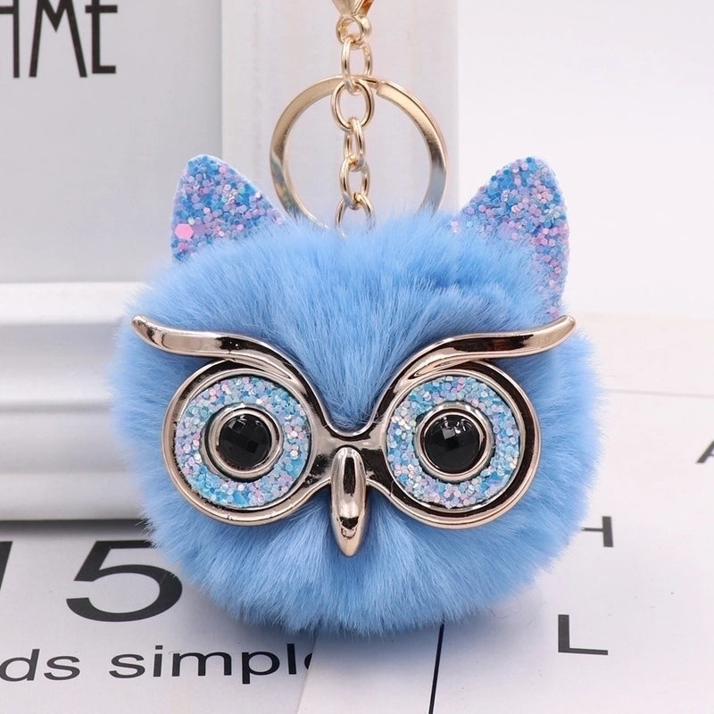 Cute Owl Alloy Plush Unisex Bag Pendant Keychain 1 Piece