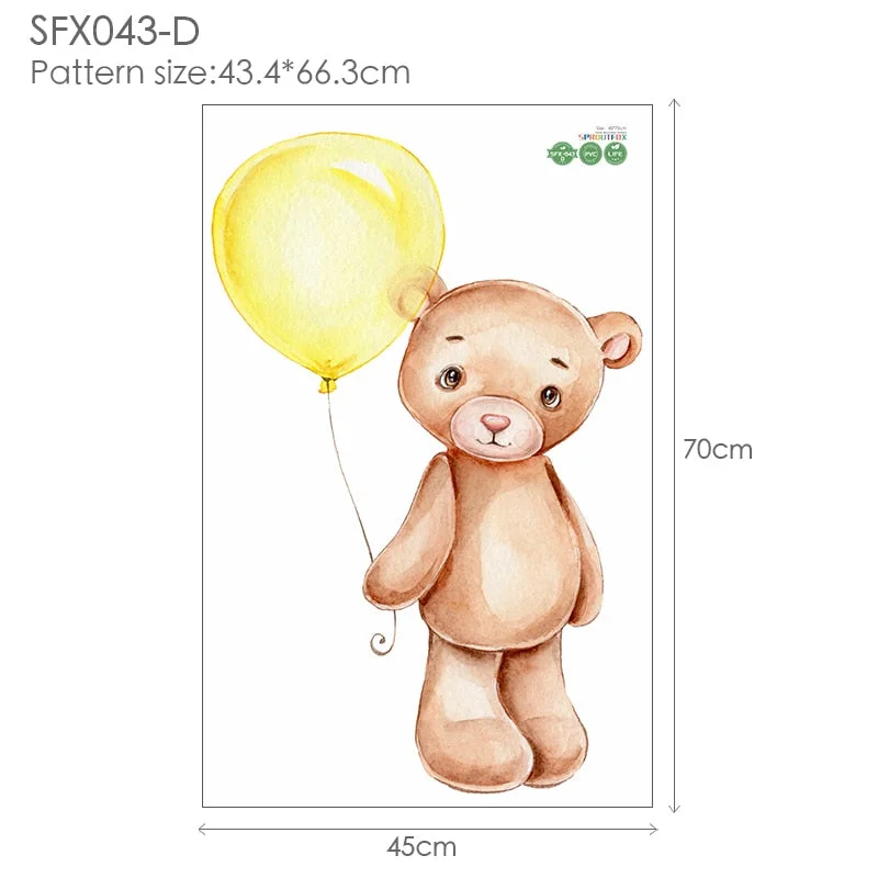Colorful Balloons Vinyl Decorative Wall Stickers For Kids Rooms Cute Bear Children for Wall Stickers Home Decor Living Room
