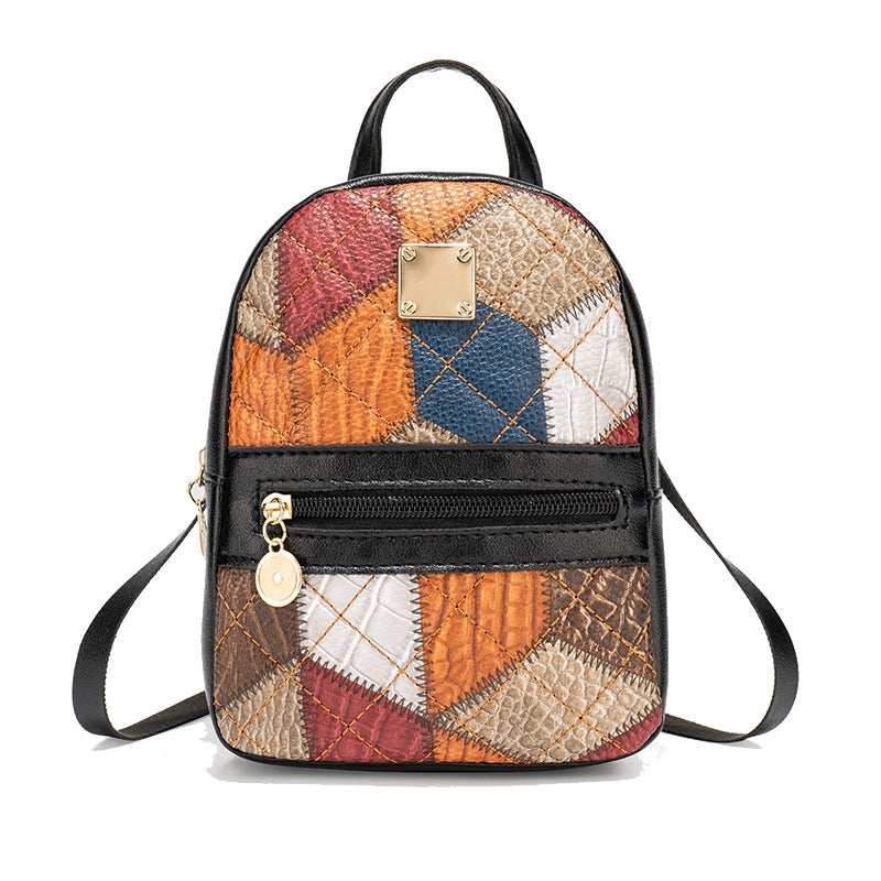 Geometric Color Block School Daily Shopping Women’s Backpack