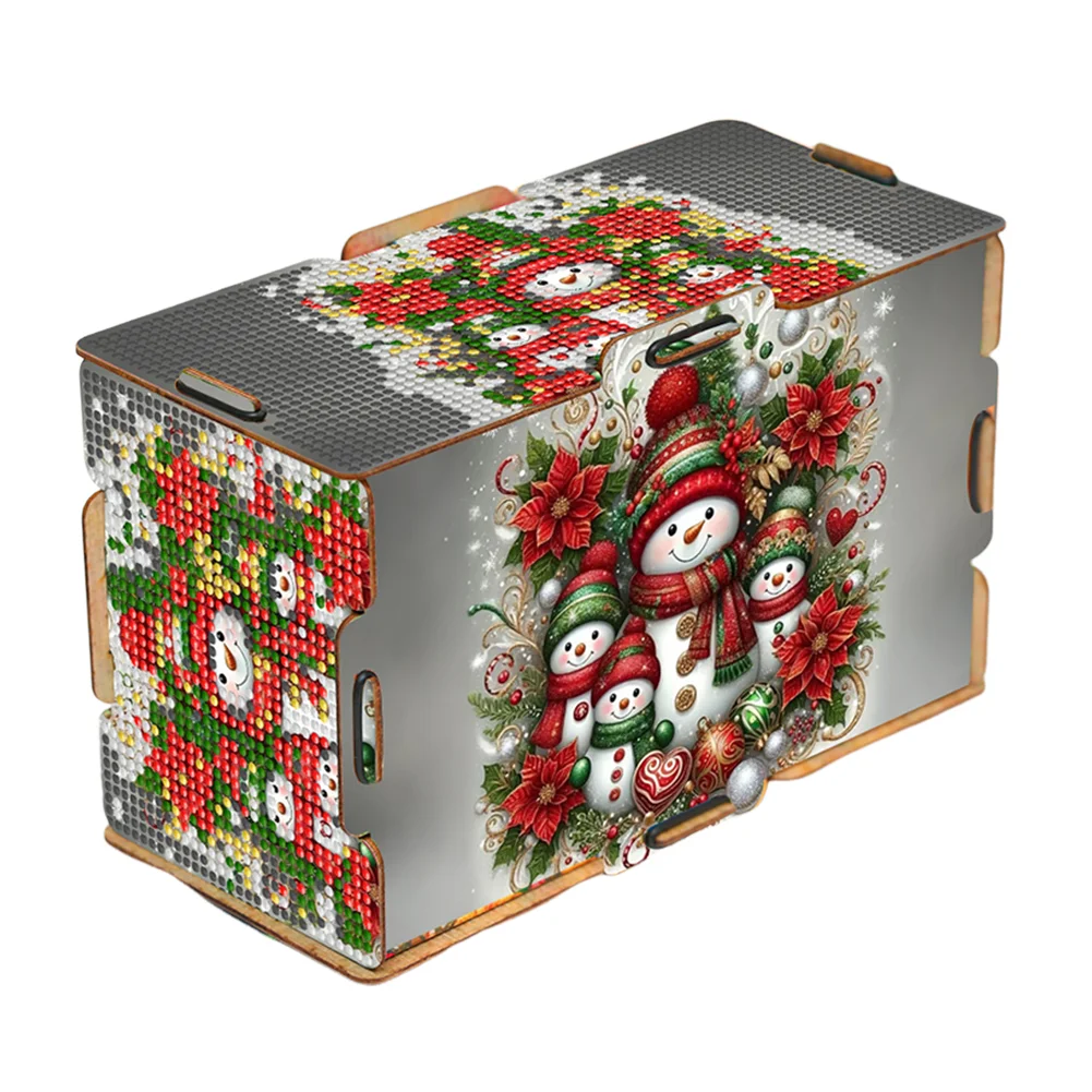 Xmas Snowman Diamond Painting Tissue Box Wooden Diamond Art Tissue Storage Box