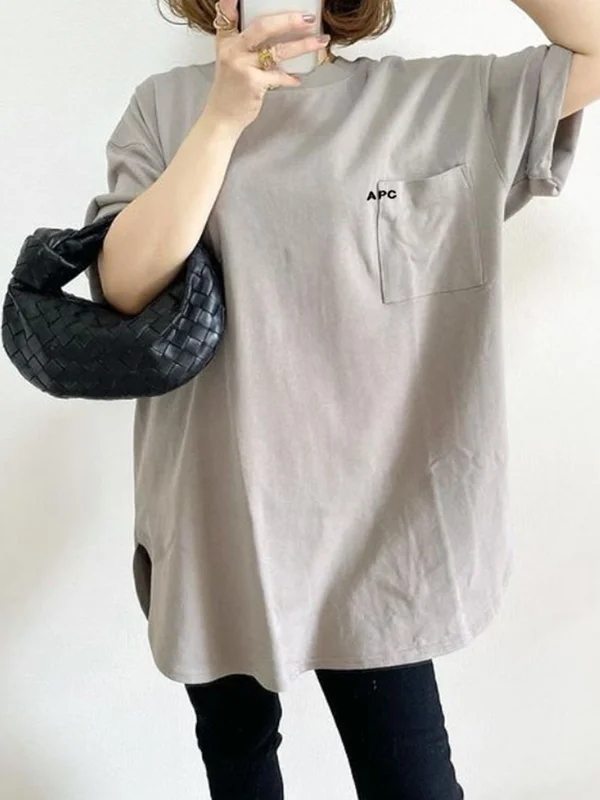 Simple Printed Letter Round Neck T-Shirt - yankia