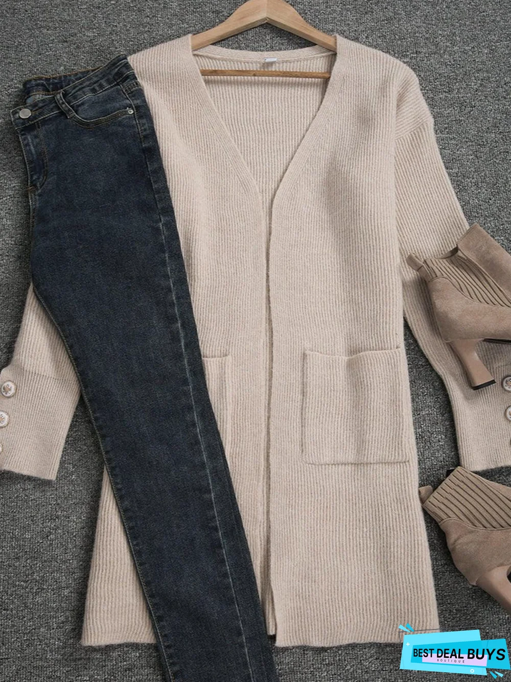 Casual Wool/Knitting Plain Sweater Coat