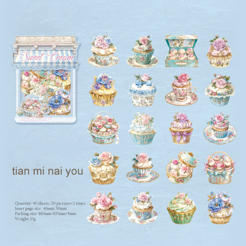 PET Sticker - Sweet Flower Series Cute Cake Coffee Flower Landscape 