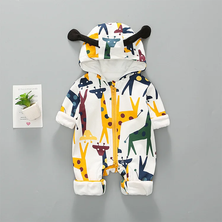 Baby Boy/Girl Printed Giraffe Cotton Romper
