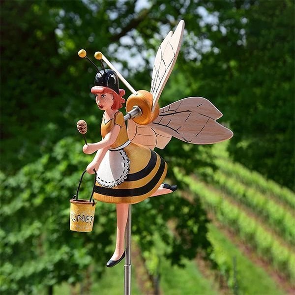 Miss Bee Garden Art Decor Whirligigs Wind Spinners