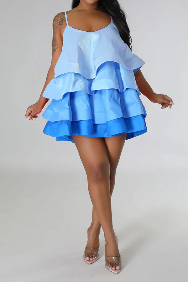 Gradient Undeniable Tiered Ruffle Mini Dress