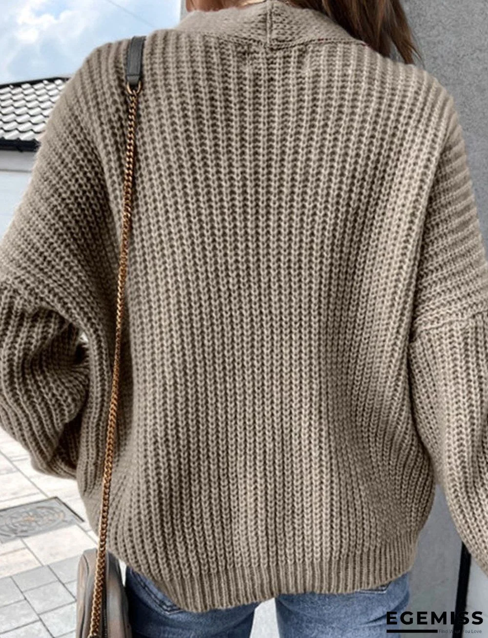 Casual Color Block Stitching Long-Sleeved Sweater Cardigan | EGEMISS