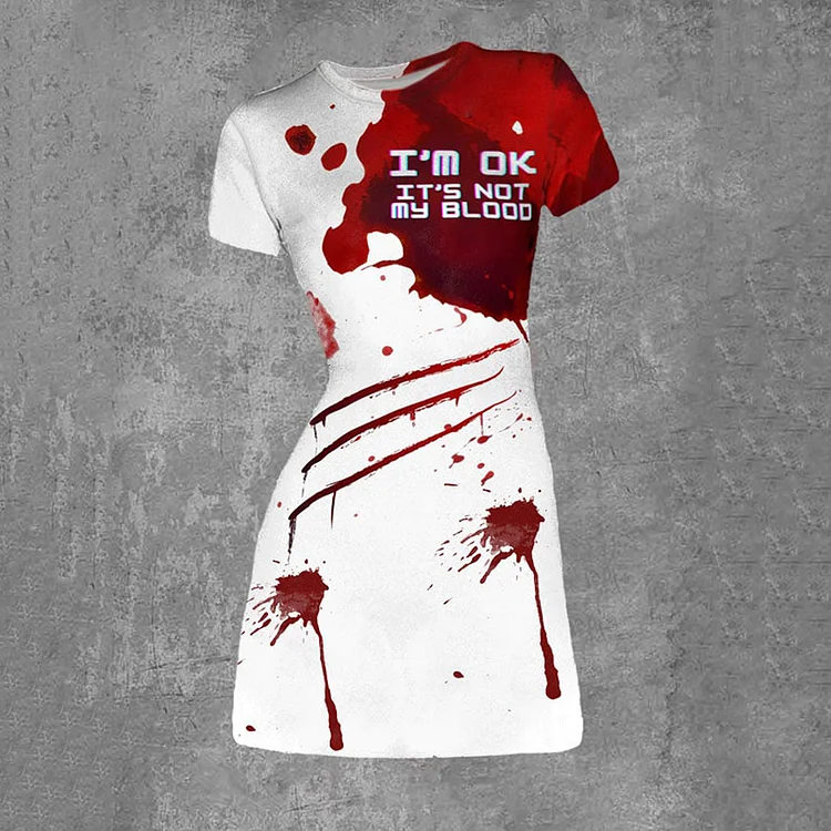 Comstylish Women's I'm Okay It's Not My Blood Print Sleeveless Mini Dress