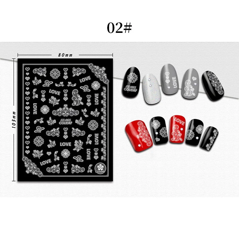 1 Sheet 3D Halloween Nail Sticker Christmas Skull Bone Snake Butterfly Maple Leaf Pattern Decals Manicures 3D Nail Decorations