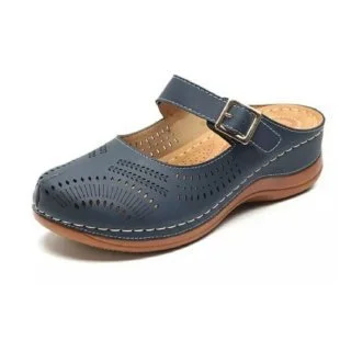 Yyvonne Cool Slippers Women's Summer Leisure New Retro Hollow Belt Buckle Slippers Slope And Head Women's Sandals