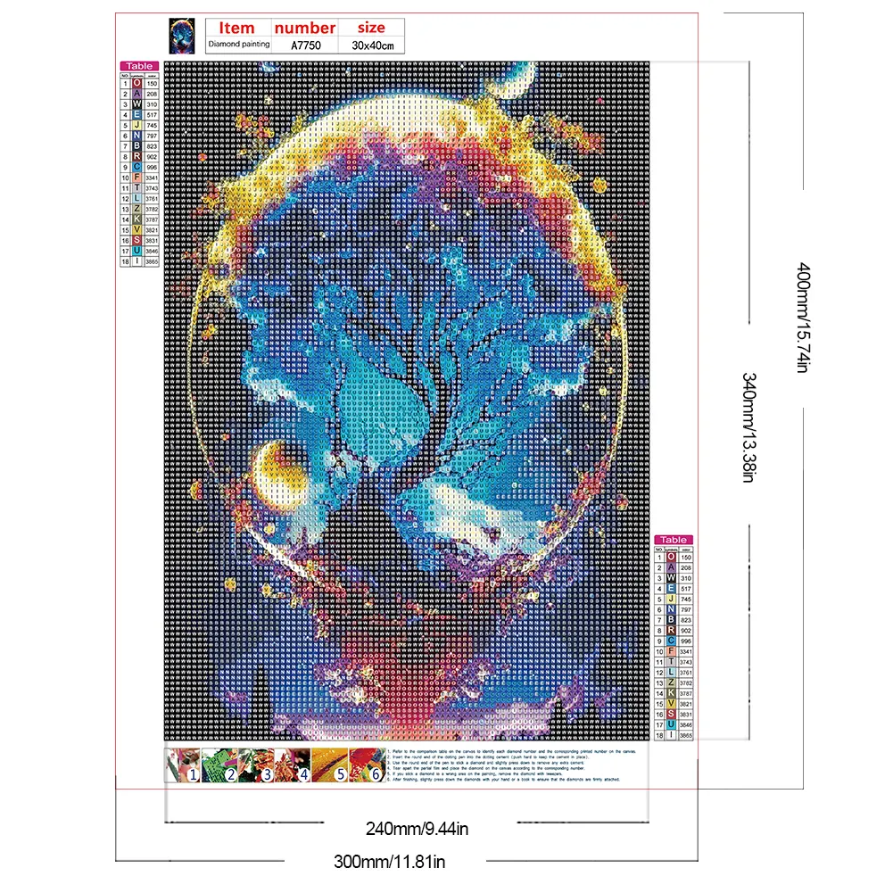 Full Round Diamond Painting 30*40cm - Broken Tree
