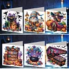 (US Local)6PCS DIY Diamond Art Greeting Cards Halloween Designs for Celebrations (H033)