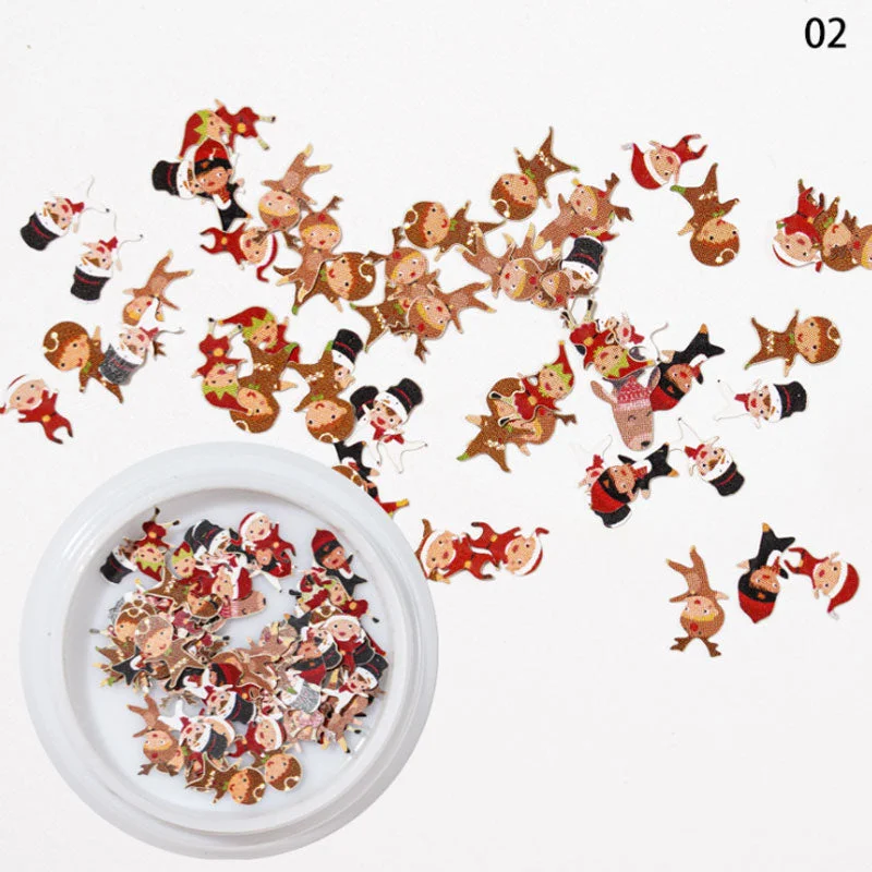 Christmas 3D Nail Decoration Accessories Snowman Santa Claus Elk Candy Snowflake Nail Wood Pulp Pieces DIY Nail Art Decoration