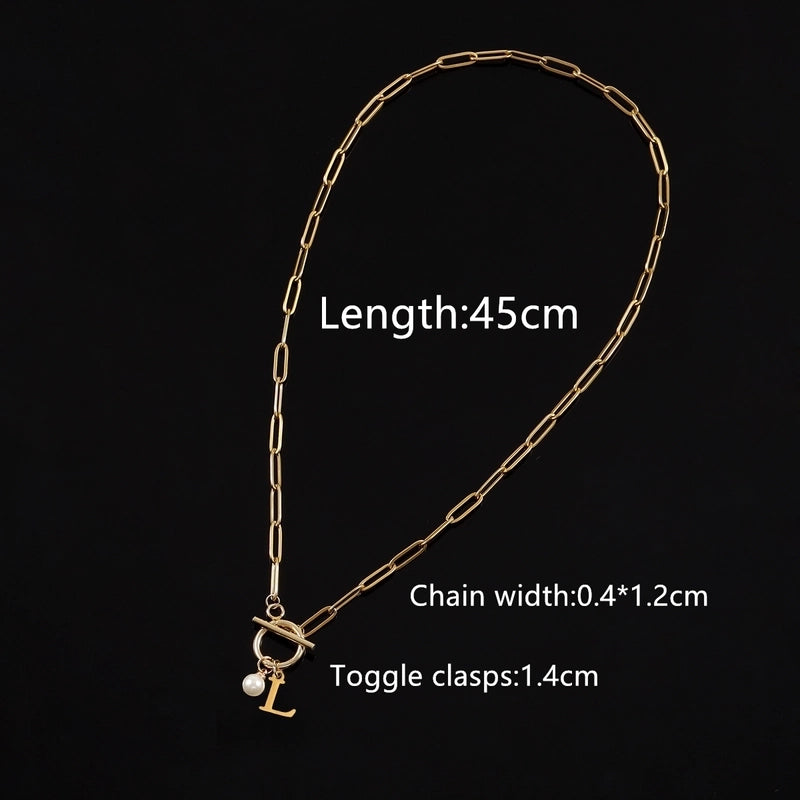 Casual Classic Style Letter 201 Stainless Steel 304 Stainless Steel Artificial Pearl Pendant Necklace