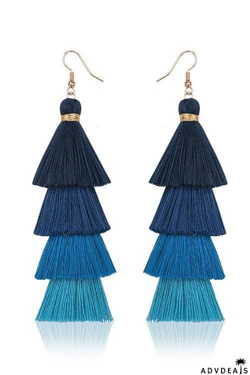Gradient Tassels Layer Earring