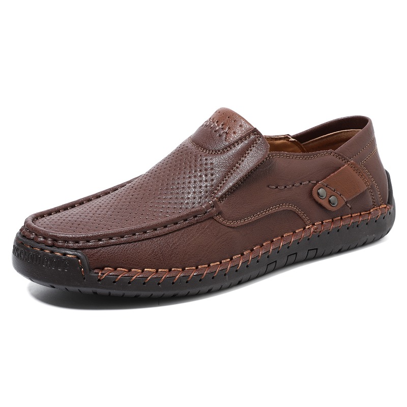 Men's Premium Leather Breathable Design Comfort Soft Slip-On Casual Loafers | ARKGET