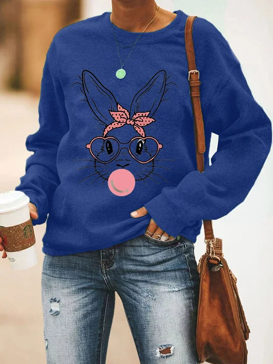 Cute Bunny Rabbit With Bandana Glasses Bubblegum Sweatshirt