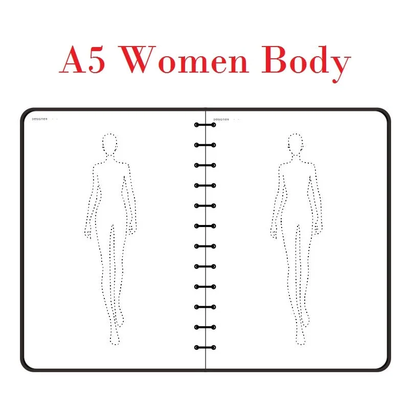 A5 Women Fashion Design Notebook Human Body Template A4 Men Sketch Style Renderings Clothing Designer Tools 50 sheet paper(120g)