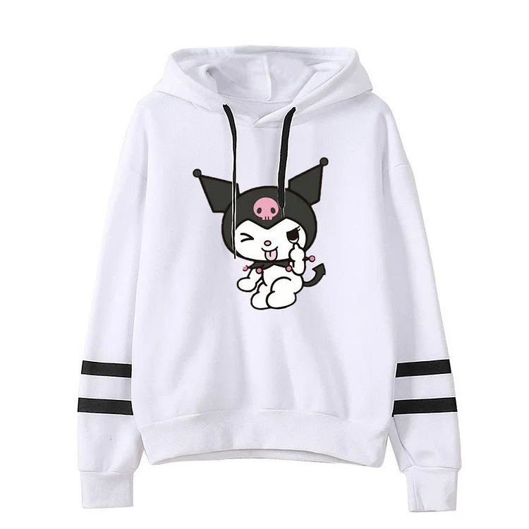 My Melody Hoodie Kuromi Cute Pattern Printed Parallel Bars Hooded Sweater