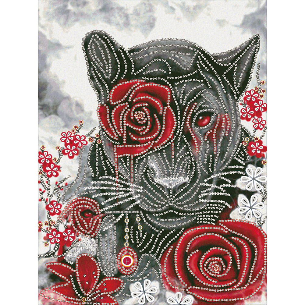 

Tiger With Flower - Special Shaped Diamond Painting - 30*40CM, 501 Original