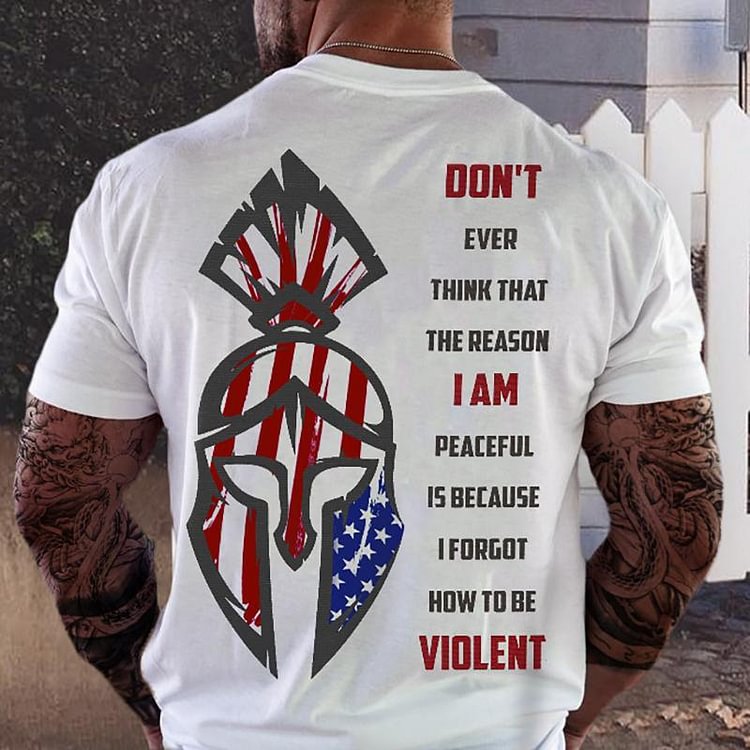 White warrior letter printed short-sleeve designer T-shirt