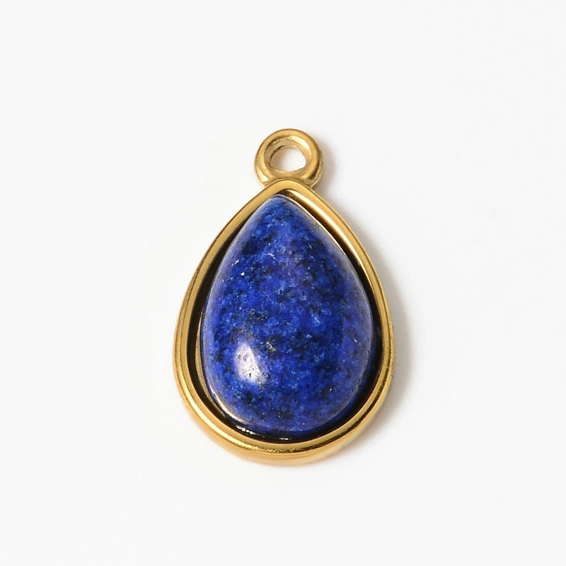 1 Piece 12 * 19mm 8*13mm 304 Stainless Steel Natural Stone Geometric Pendant Jewelry Accessories